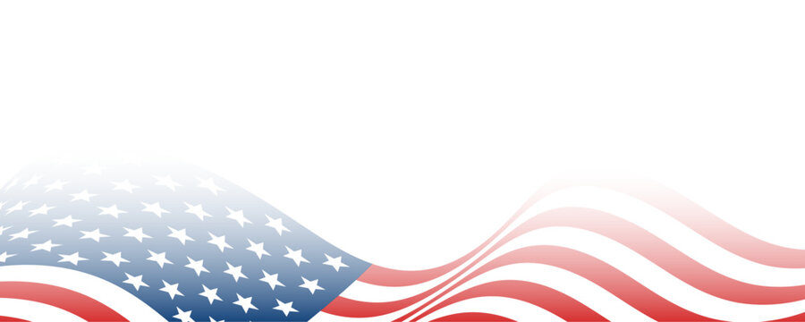 USA flag background, American transparent waving flag banner