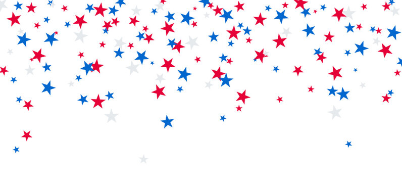 Blue and red star background, USA 4th July border, Labor Day