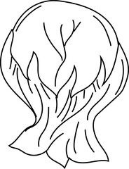 Hand-drawn illustration of a mystical magic flame in black and white line art style, for fantasy artwork.
