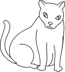 Hand-drawn line art illustration of a witch's cat, suitable for fantasy, Halloween, and magical designs.