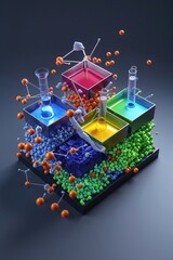 Abstract Molecular Chemistry Experiment with Colorful Liquids