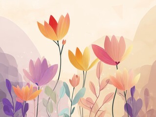 Watercolor Floral Fantasy: Soft Pastel Flower Illustration