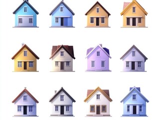 Fototapeta premium Colorful cartoon houses in various shades