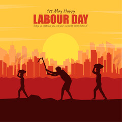 Fototapeta premium May 1st International labour day vector illustration. Social media post design. Today, we celebrate workers and their incredible contributions.