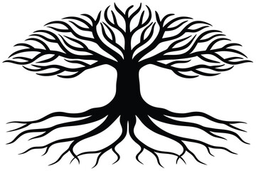 tree roots icons of silhouette vector illustration.