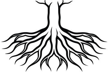 Obraz premium tree roots icons of silhouette vector illustration.