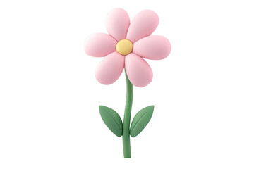 Naklejka premium Adorable pink flower 3d render illustration design pretty pastel bloom on transparent background art