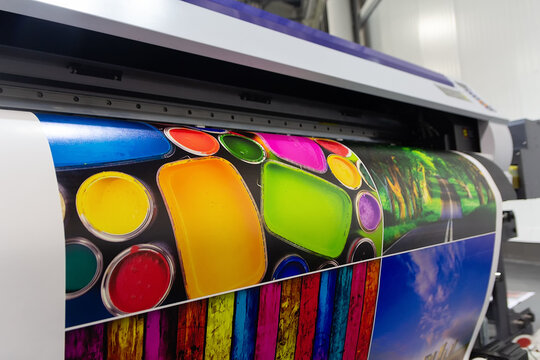 Large format printing machine in operation