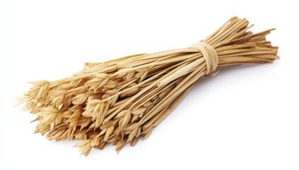 A bunch of dried oat stalks tied together