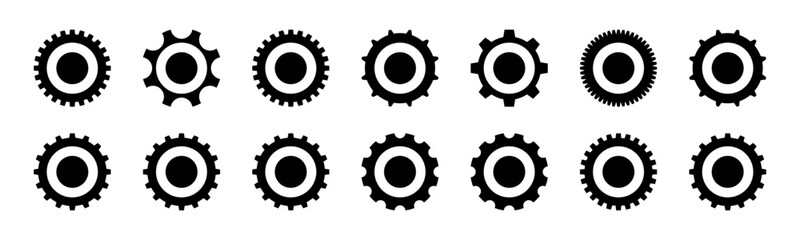 Black and white Gear Mechanism Icons set – Industrial Engineering Concept