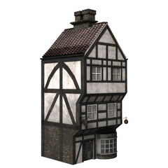 3d render old victorian shop house isolated