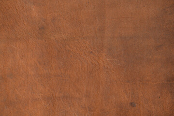 Genuine brown leather texture. Calfskin leather surface with natural unique pattern, background, close-up, high resolution.
