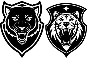 Tribal black silhouette lion head vector illustration perfect for a powerful feline tattoo design or wild animal logo