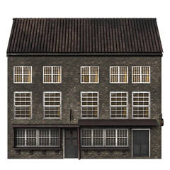 3d render old victorian shop house isolated