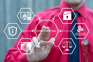Confidential document, privacy protection or secret secured lock, safety or security to archive...