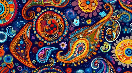 Vibrant Paisley Pattern Colorful Floral Design