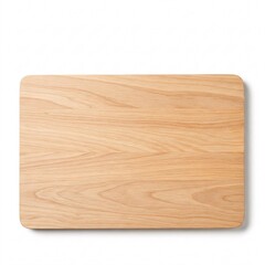 Rectangular beech wood cutting board with rounded edges, isolated on a white background