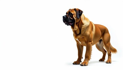 Obraz premium Majestic mastiff, powerful stance, white background, canine, animal photography, powerful