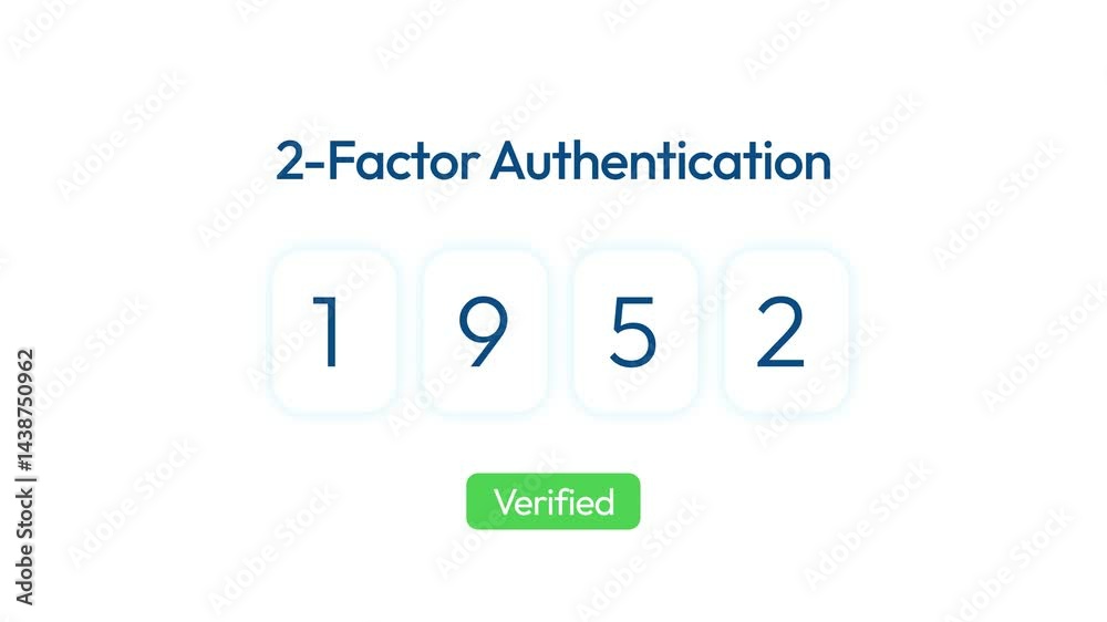 Poster two factor authentication code 4k animation with glowing box and text, background. 2fa, security cod