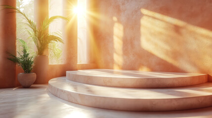 Fototapeta premium Sunlit Interior Stairs