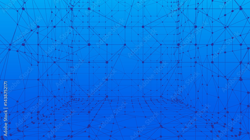 Poster Technology abstract background. Dots connected by lines. Minimalist mesh backdrop. Abstract polygonal shape. Plexus circles.