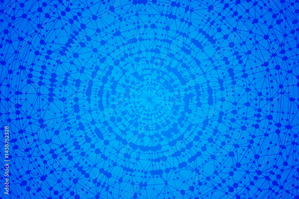 Poster Technology abstract background. Dots connected by lines. Minimalist mesh backdrop. Abstract polygonal radial shape. Plexus circles.
