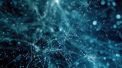 Abstract picture micro light sparkling particle represent data flow vivid flowing wave with high tech background, create digital effect scene perfect for energetic and fantasy wallpaper design. AIG53.