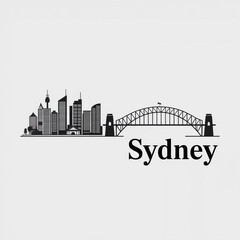 Naklejka premium Sydney City Skyline Silhouette — Australian Urban Landscape Vector