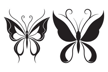 Fototapeta premium Black and white butterfly silhouette vector illustration