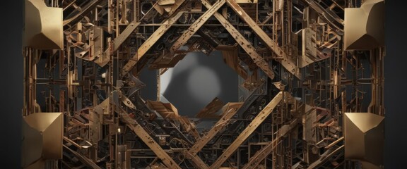 Intricate geometric shapes forming photo collage framework  , photography, texture