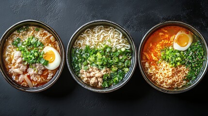 Top View of Various Asian Dishes in Bowls