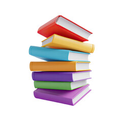 Colorful stack of books rainbow education knowledge learning 3d study on transparent background
