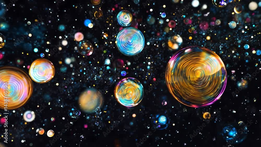 Wall mural vibrant bubble transformation in dynamic cosmic display