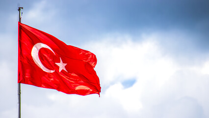 19th May Commemoration of Ataturk, Youth and Sports Day or 19 Mayis Ataturk'u Anma, Genclik ve Spor Bayrami background and Turkish flag.