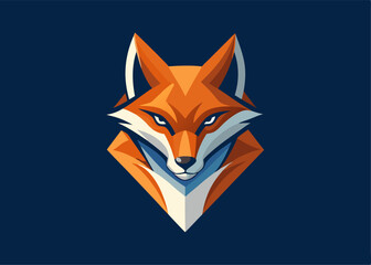 Obraz premium Geometric Fox Graphic: A striking geometric design of a fox, featuring sharp angles and a vibrant color palette, on a deep blue background.