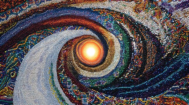 Abstract Colorful Mosaic Spiral Artwork Beads Design