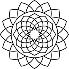 Mandala with Concentric Ellipses Vector on White