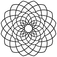 Mandala with Concentric Ellipses Vector on White