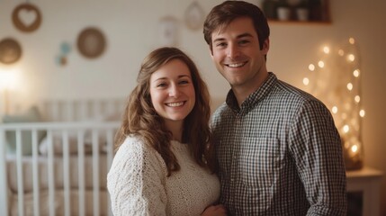 Fototapeta premium Young couple family bond waiting first child joy