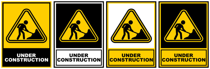 set sign under construction symbol design label template vector illustration