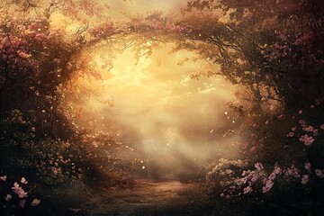 Enchanting floral archway path