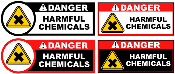 Obraz premium Set danger harmful chemicals public sign design vector illustration