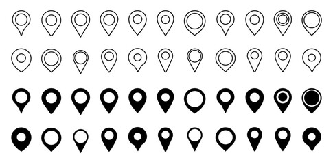 Location map pin icons set. Modern map marker collection. Pinpoint. Location pin icon. destination icon. map pin. map marker, location pin, map pin icon	
