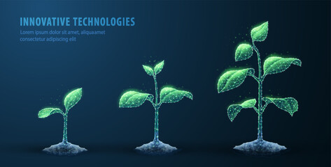 Plant growth digital vector illustration. Sprout future, agriculture technology.
