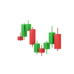 Candlestick chart isolated on transparent background