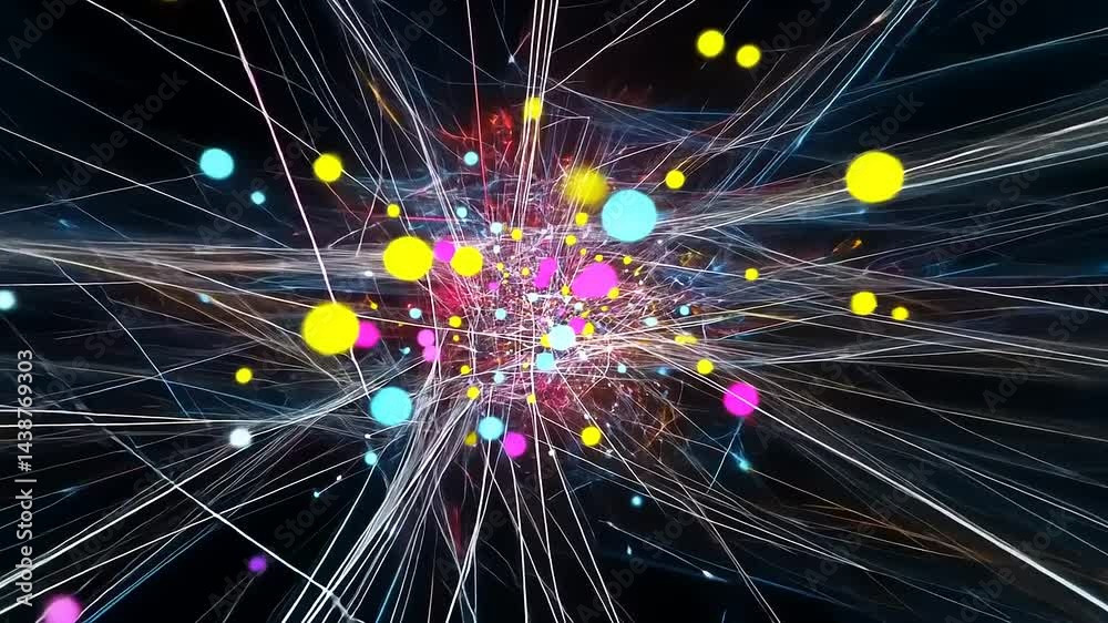 Wall mural colorful abstract visualization of dynamic particle flow