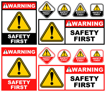 Set Collections safety first warning sign template design vector illustration