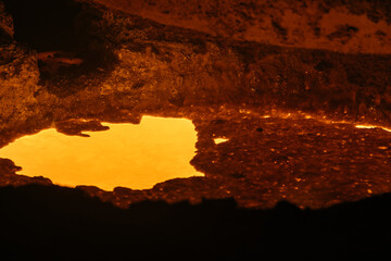 Hot molten metal, close up