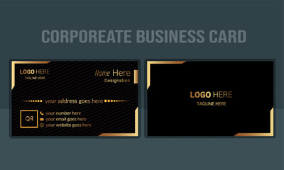 Creative unique and clean business card design. luxury business card design tamplate with black and  gold color variations.