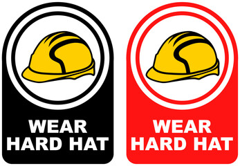 Set vector wear hard hat sign symbol labels sticker design illustration